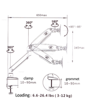 NB F100A sprężyna gazowa ramię 22-35 calowy ekran uchwyt 360 obrót Tilt obrotowy Monitor biurkowy ramię montażowe z dwoma portami USB3.0 6